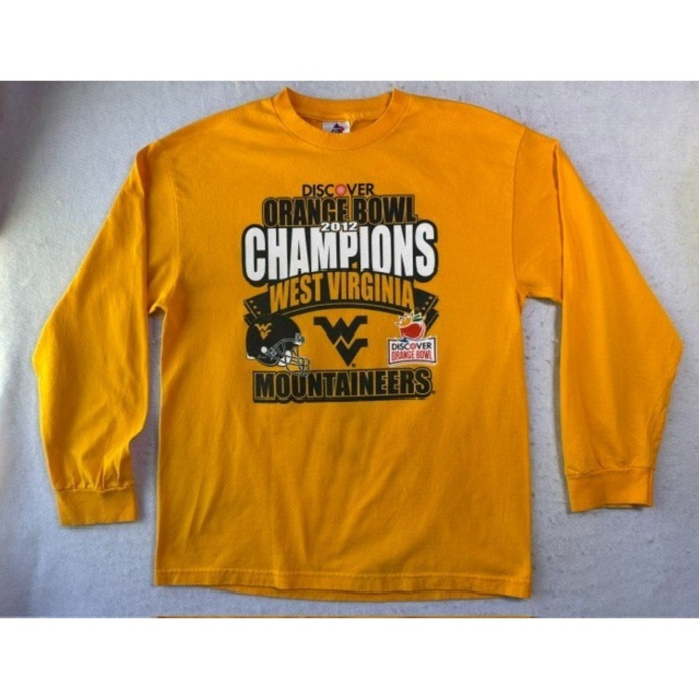 2012 Orange Bowl WVU WEST VIRGINIA Mountaineers CLEMSON Tigers T-SHIRT LARGE EUC